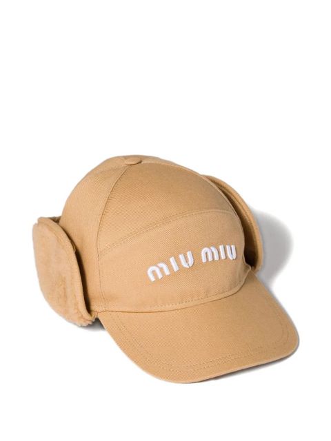 Miu Miu logo-embroidered cap - Neutrals - zdjęcie produktu nr 1