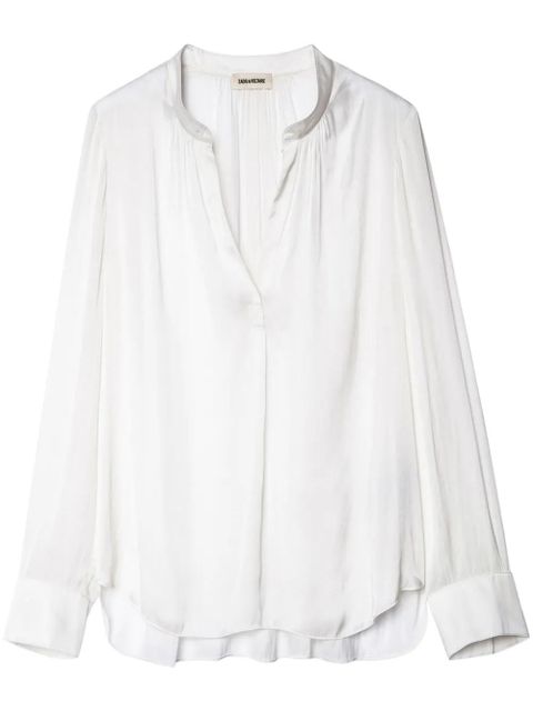 Zadig&Voltaire gathered-detail satin-weave blouse - White - zdjęcie produktu nr 1