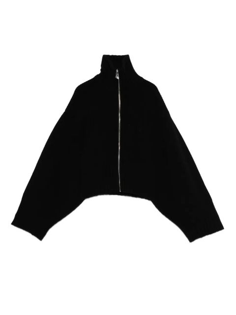 The Attico zip-front ribbed-knit cardigan - Black - zdjęcie produktu nr 1