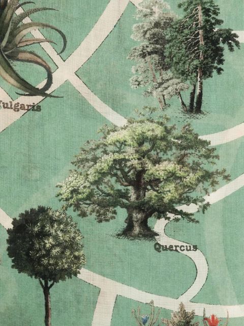 Max Mara FRIDA botanical-print fringed scarf - Blue