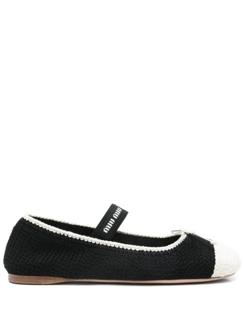 Miu Miu crochet-knit ballet flats - Black - zdjęcie produktu nr 1