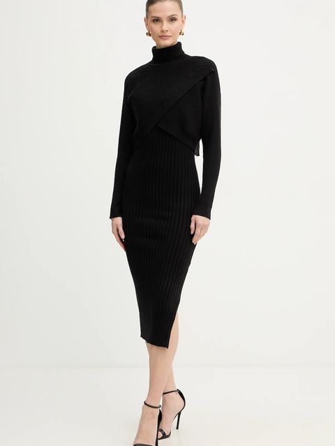 Morgan sukienka i sweter kolor czarny midi dopasowana RMORIA - zdjęcie produktu nr 1