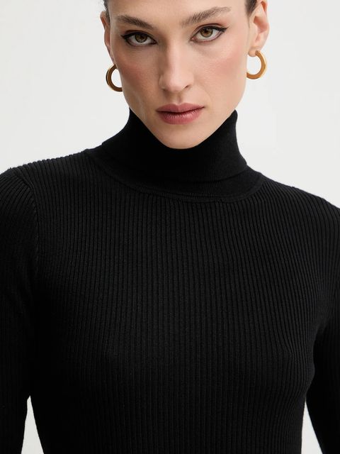 Bardot sukienka kolor czarny maxi dopasowana 60170DB