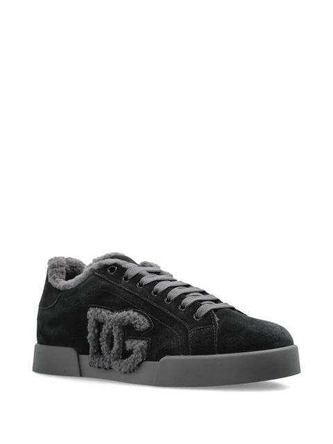Dolce & Gabbana logo-detail suede trainers - Black