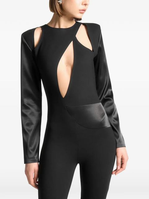 Manière De Voir cut-out satin jumpsuit - Black