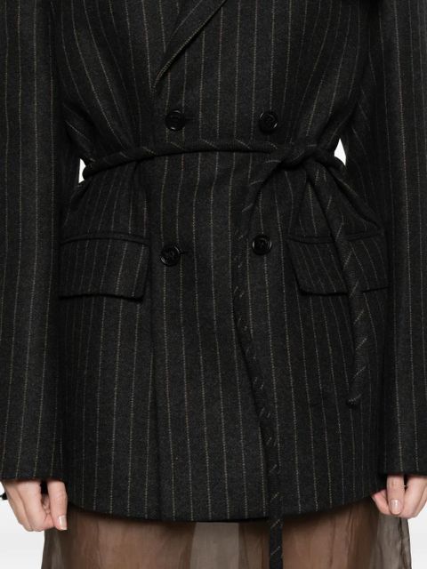 Nanushka Osono pinstripe tie-waist blazer - Black