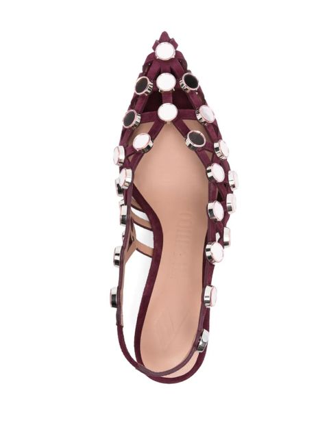 The Attico 50mm Grid slingback pumps - Purple