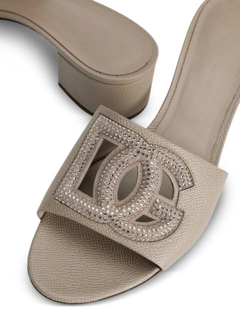 Dolce & Gabbana mules in Dauphine calfskin, suede and rhinestones - Brown