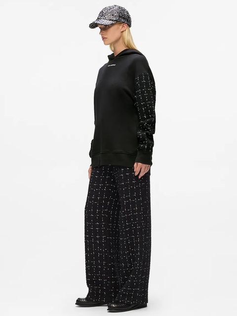 Karl Lagerfeld bluza z dodatkiem wełny damska kolor czarny z kapturem z aplikacją A4W20064