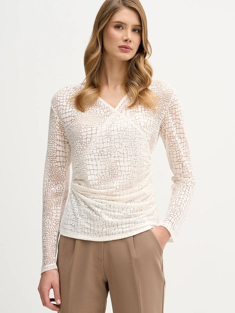 Sisley bluzka damska kolor beżowy wzorzysta 3NDXL401A - zdjęcie produktu nr 1