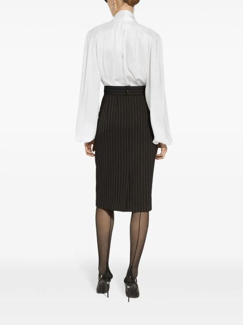 Dolce & Gabbana virgin wool-blend pinstripe midi skirt - Black