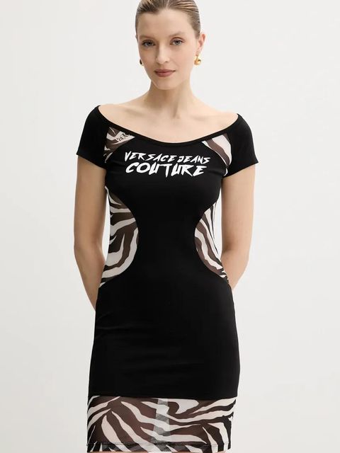 Versace Jeans Couture sukienka kolor czarny mini dopasowana 78HAO9A6 J0020 - zdjęcie produktu nr 1