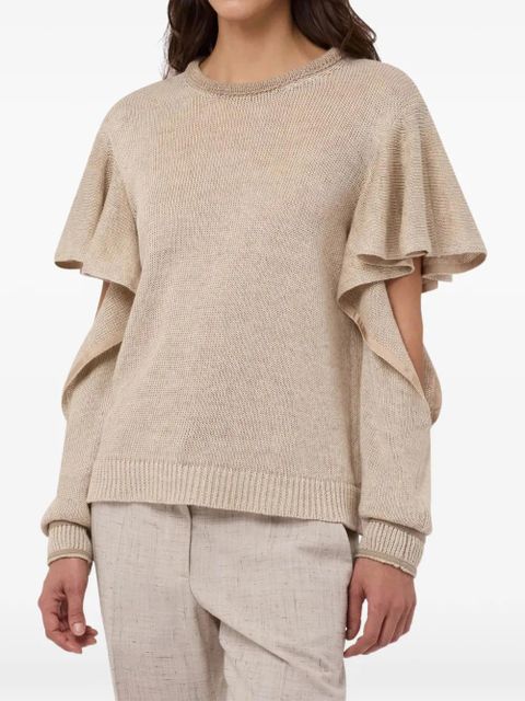 Moschino ruffled-sleeves knitted jumper - Neutrals