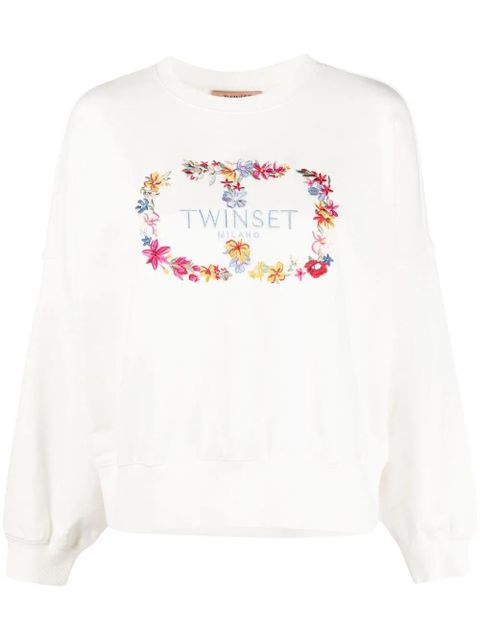 TWINSET logo-embroidered sweatshirt - White - zdjęcie produktu nr 1