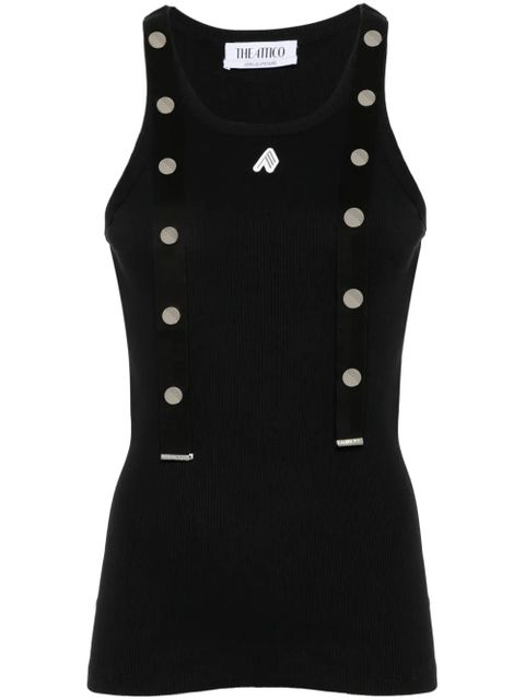 The Attico logo-appliqué ribbed tank top - Black - zdjęcie produktu nr 1