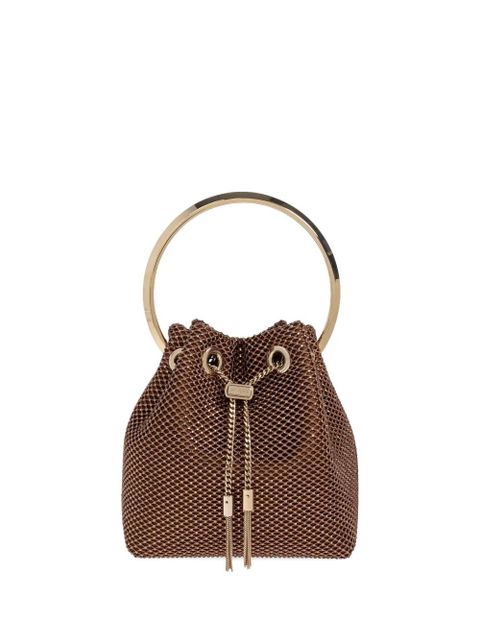 Jimmy Choo Bon Bon shimmering-mesh handbag - Brown