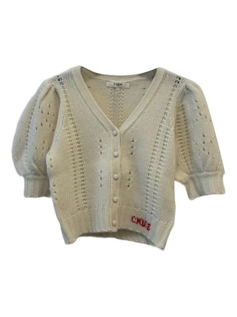 Chloé button puff-sleeve cardigan - White - zdjęcie produktu nr 1