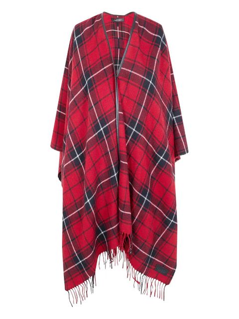Lauren Ralph Lauren plaid fringed cape - Red - zdjęcie produktu nr 1