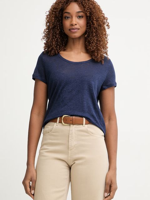 United Colors of Benetton T-shirt damski lniany - zdjęcie produktu nr 2