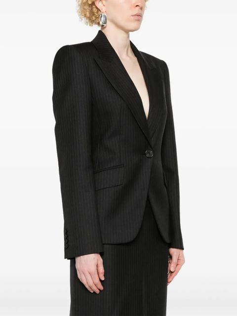 Alexander McQueen single-breasted pinstriped blazer - Grey
