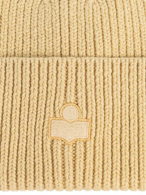 ISABEL MARANT logo ribbed beanie hat - Yellow