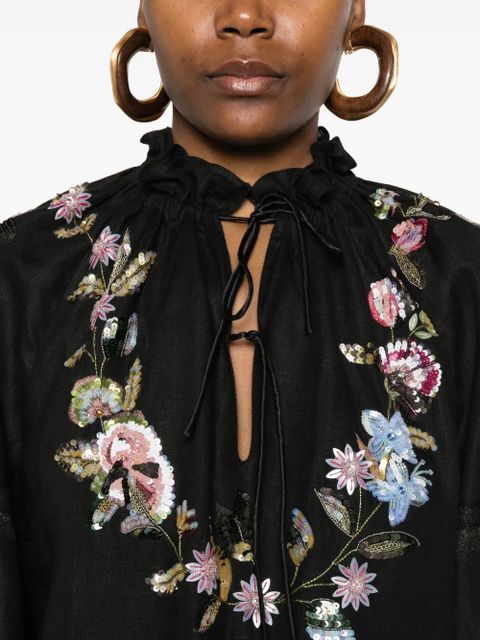Valentino Garavani floral embroidered dress - Black