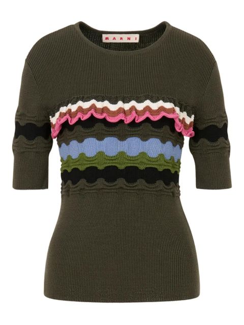 Marni contrasting-stitches T-shirt - Green - zdjęcie produktu nr 1