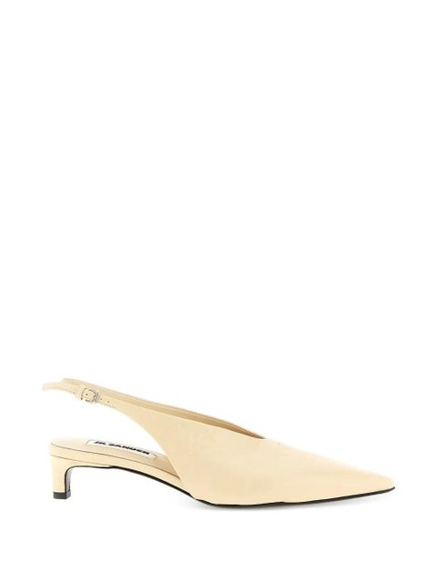 Jil Sander craquelé V-neck slingback pumps - Neutrals - zdjęcie produktu nr 1