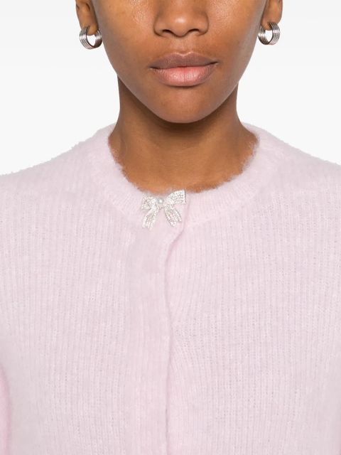 Maje collar-embellished long-sleeve cardigan - Pink