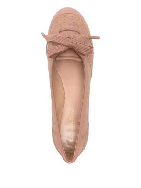 Gianvito Rossi lace-up leather ballet flats - Pink