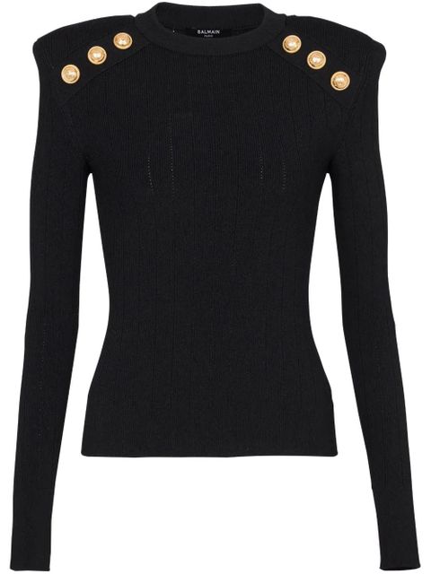 Balmain shoulder-pad sweater - Black