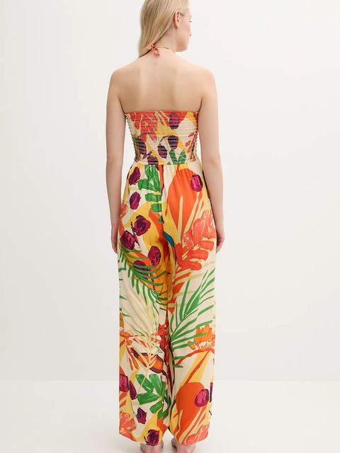 Desigual kombinezon plażowy BAHAMAS JAMPSUIT kolor beżowy 25SWMW03