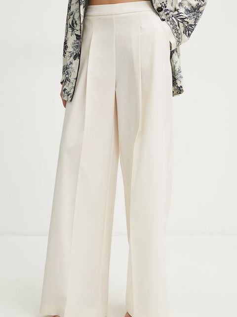 Simona Corsellini spodnie damskie kolor beżowy szerokie high waist P25CPPA010 - zdjęcie produktu nr 1