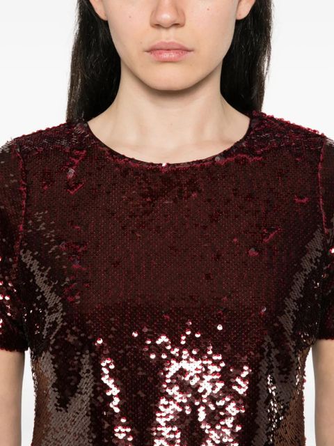 Maje sequin-embellished short-sleeve dress - Red