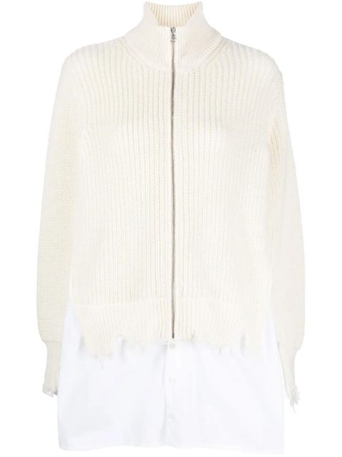 MM6 Maison Margiela distressed-finish shirt-underlayer jumper - White - zdjęcie produktu nr 1