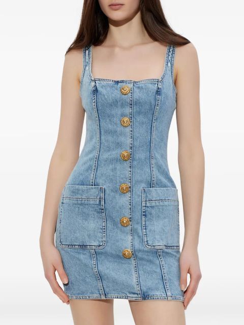Balmain button front denim dress - Blue