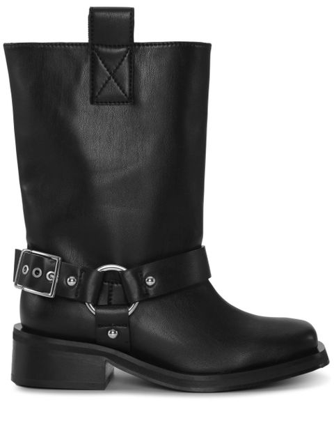GANNI buckle-strap leather biker boots - Black - zdjęcie produktu nr 1