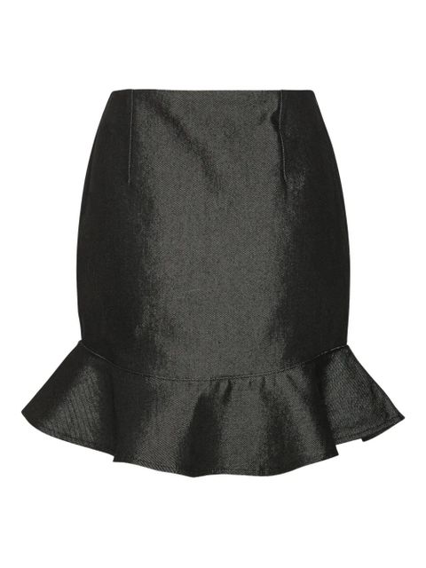 ROTATE BIRGER CHRISTENSEN ruffle-denim mini skirt - Black - zdjęcie produktu nr 1