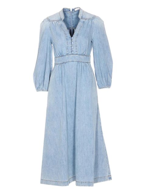 ZIMMERMANN Lucky V-neck denim midi dress - Blue