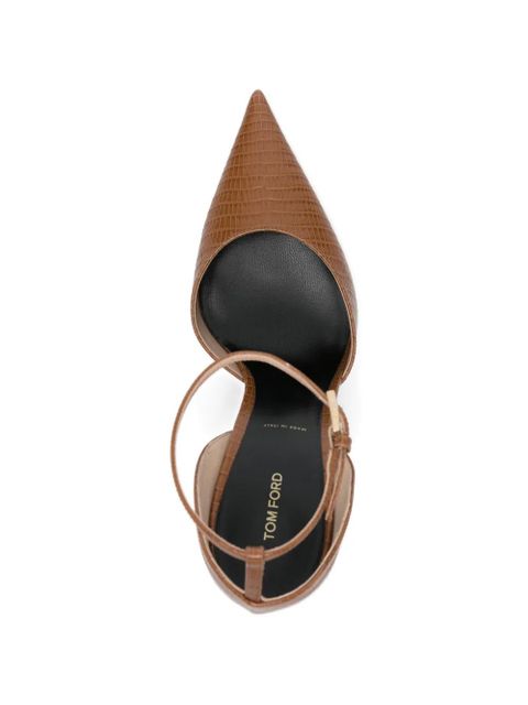 TOM FORD lizard-effect ankle-strap pumps - Brown