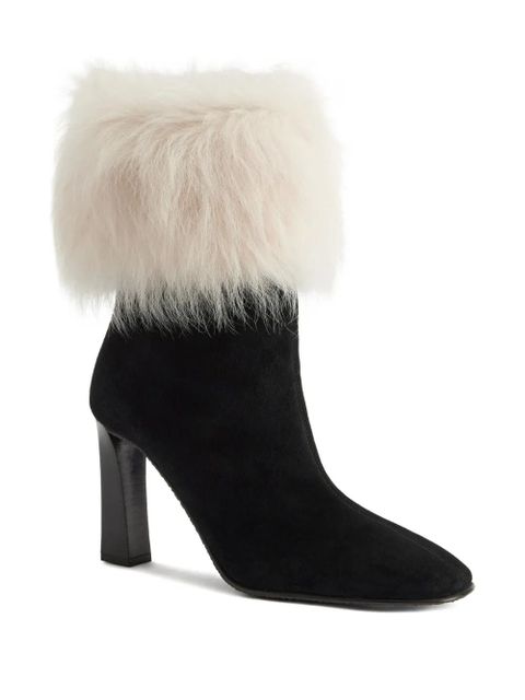 Giuseppe Zanotti 90mm Gstaad fur-cuff block-heel boots - Black - zdjęcie produktu nr 2