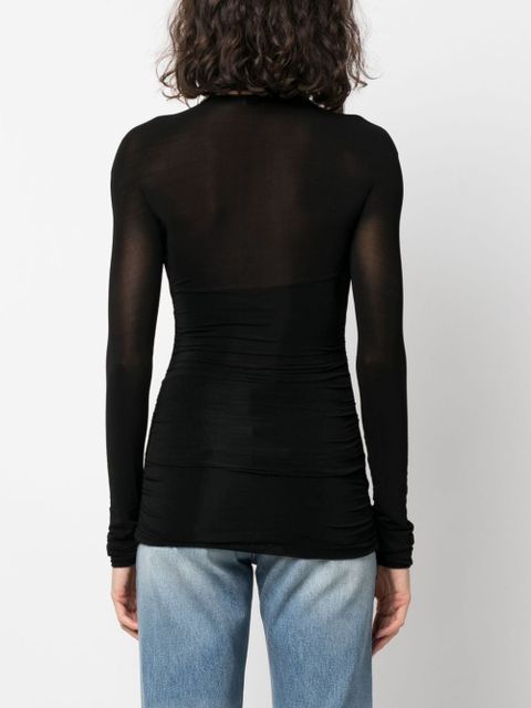 Saint Laurent semi-sheer roll-neck T-shirt - Black