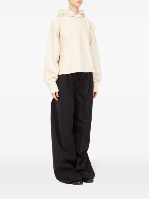 Maison Margiela logo-embroidered cotton hoodie - Neutrals