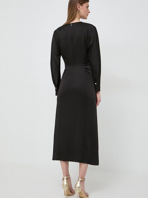 BOSS sukienka kolor czarny midi rozkloszowana 50505634