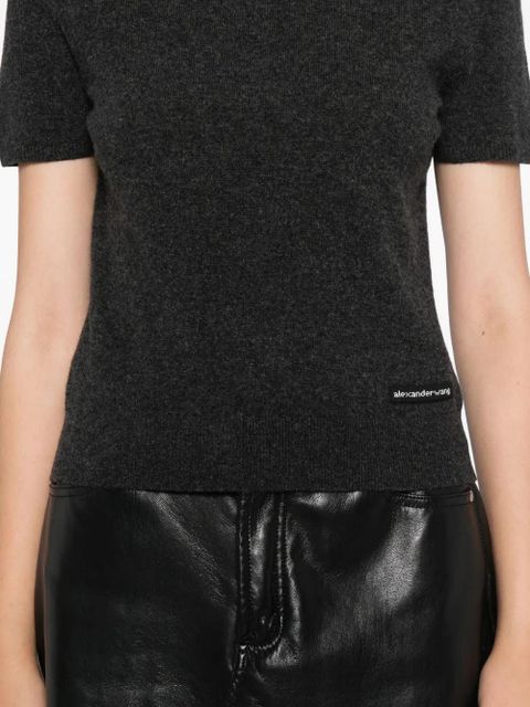 Alexander Wang logo-patch top - DARK GREY