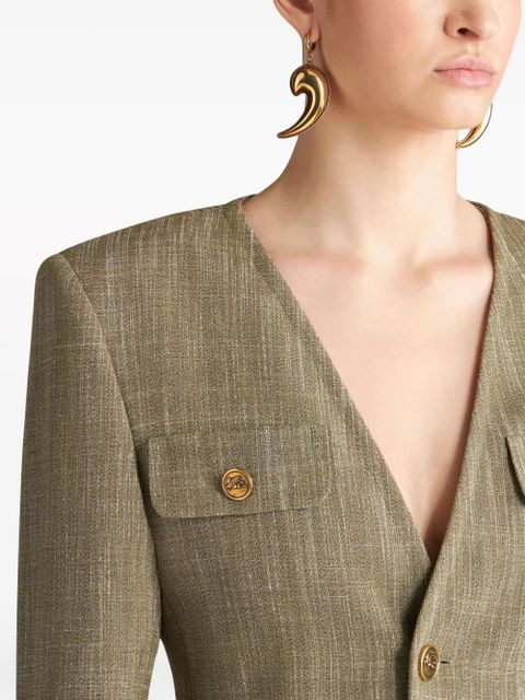 ETRO slub-effect single-breasted jacket - Green - zdjęcie produktu nr 2