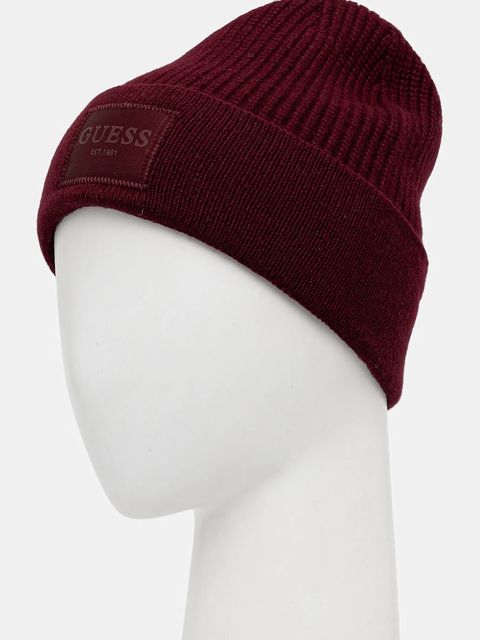 Guess czapka z dodatkiem wełny BRENTON kolor bordowy AW5436 POL03