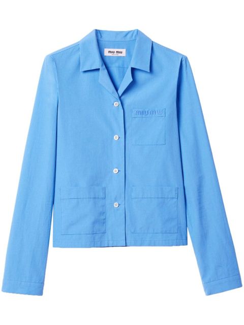 Miu Miu SHIRT L/S BUTTON UP MULTI POCKET COTTON - Blue - zdjęcie produktu nr 1