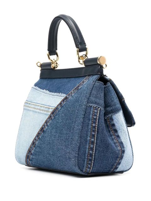 Dolce & Gabbana small Sicily patchwork denim shoulder bag - Blue