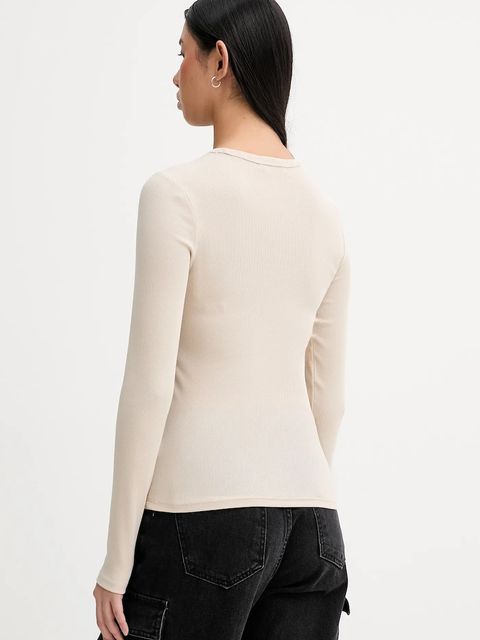 Tommy Jeans longsleeve damski kolor beżowy DW0DW17387